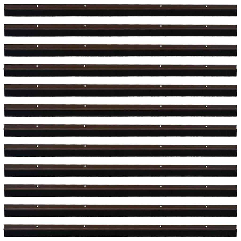 Screw-on Door Brush Seals 12 pcs Brown 100 cm Aluminium Alloy