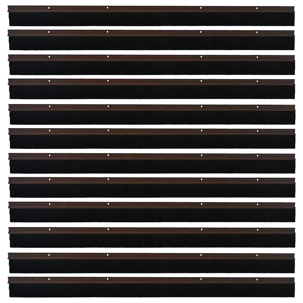 Screw-on Door Brush Seals 12 pcs Brown 100 cm Aluminium Alloy