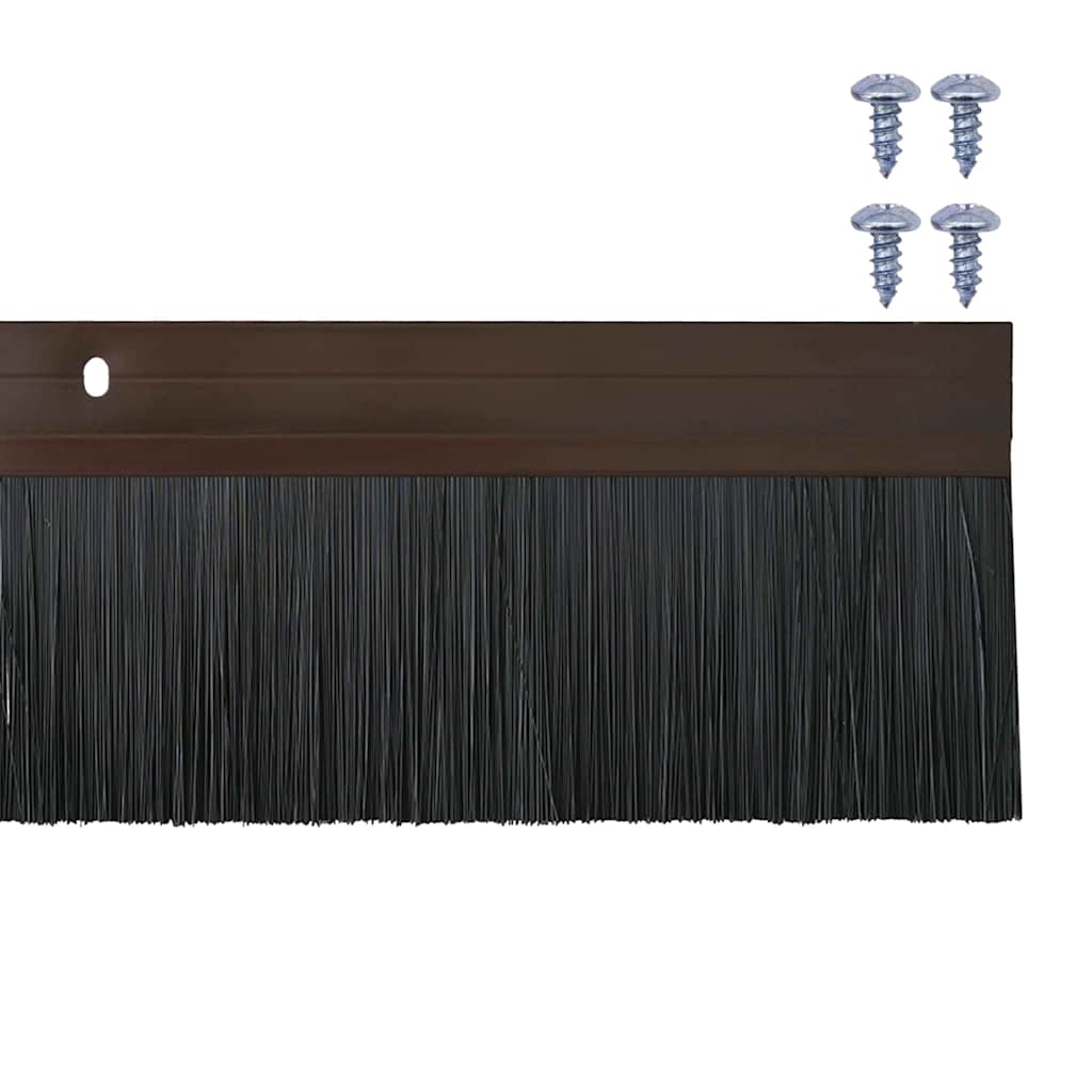 Screw-on Door Brush Seals 12 pcs Brown 100 cm Aluminium Alloy