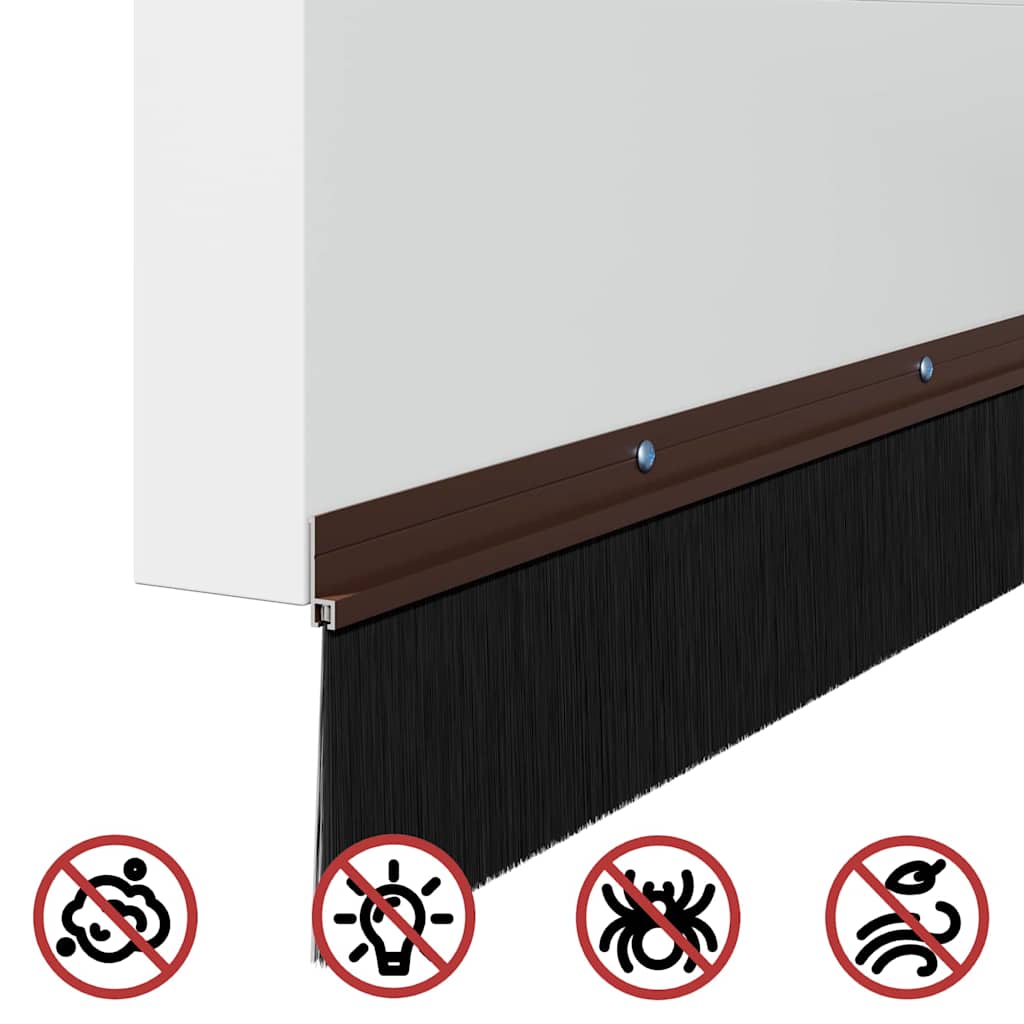 Screw-on Door Brush Seals 12 pcs Brown 100 cm Aluminium Alloy