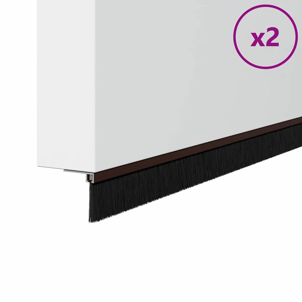 Screw-on Door Brush Seals 2 pcs Brown 100 cm Aluminium Alloy