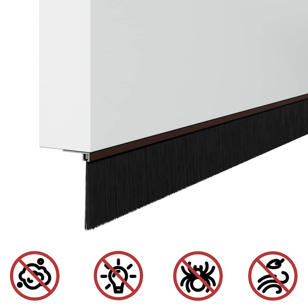 Screw-on Door Brush Seals 2 pcs Brown 100 cm Aluminium Alloy