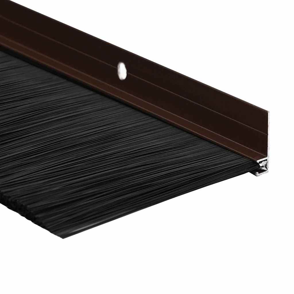 Screw-on Door Brush Seals 2 pcs Brown 100 cm Aluminium Alloy