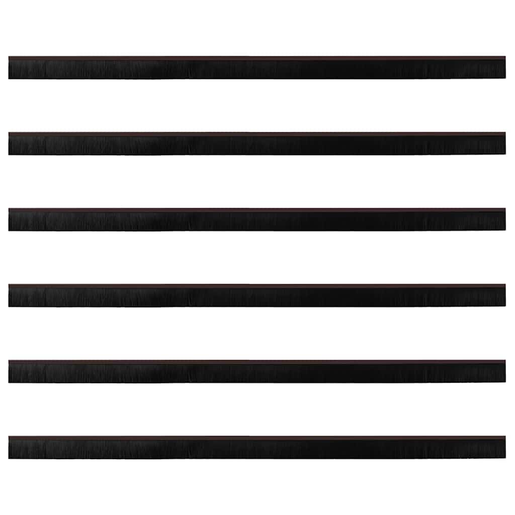 Screw-on Door Brush Seals 6 pcs Brown 100 cm Aluminium Alloy