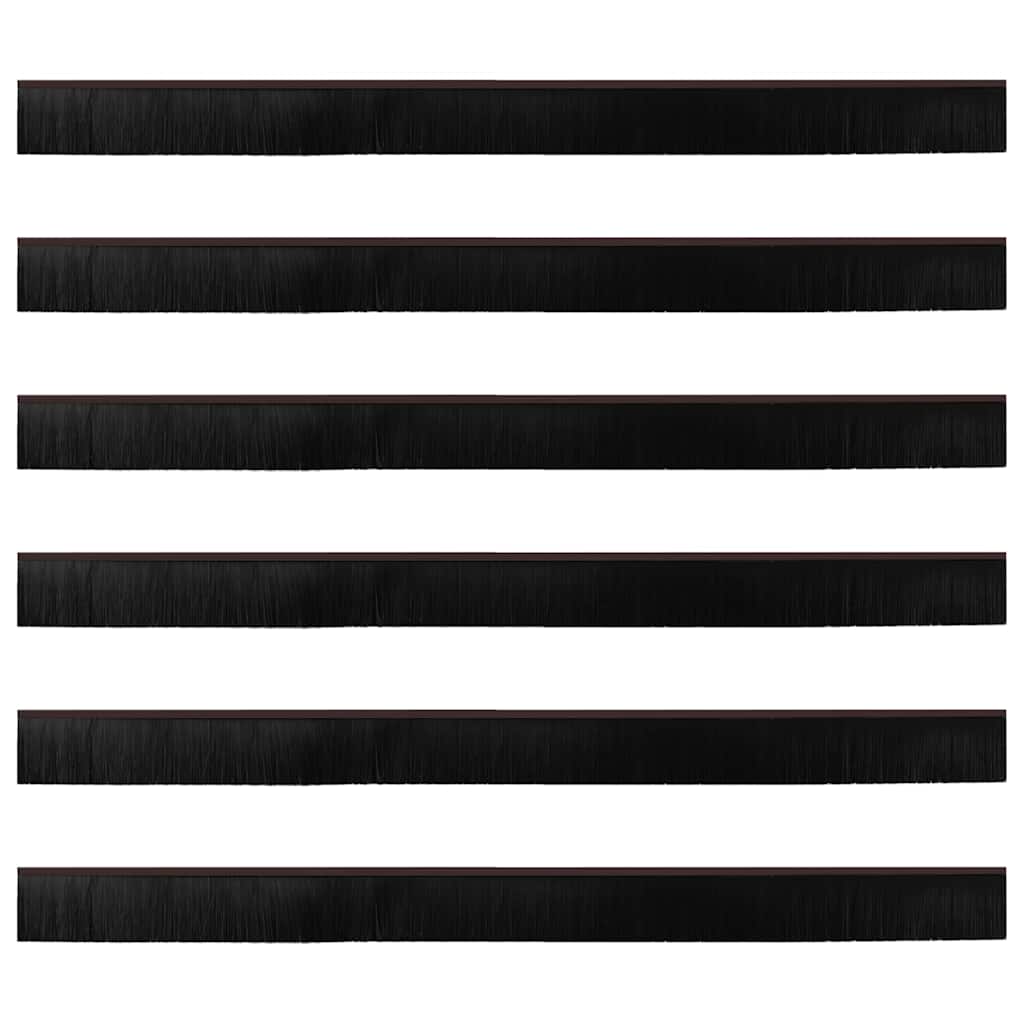 Screw-on Door Brush Seals 6 pcs Brown 100 cm Aluminium Alloy