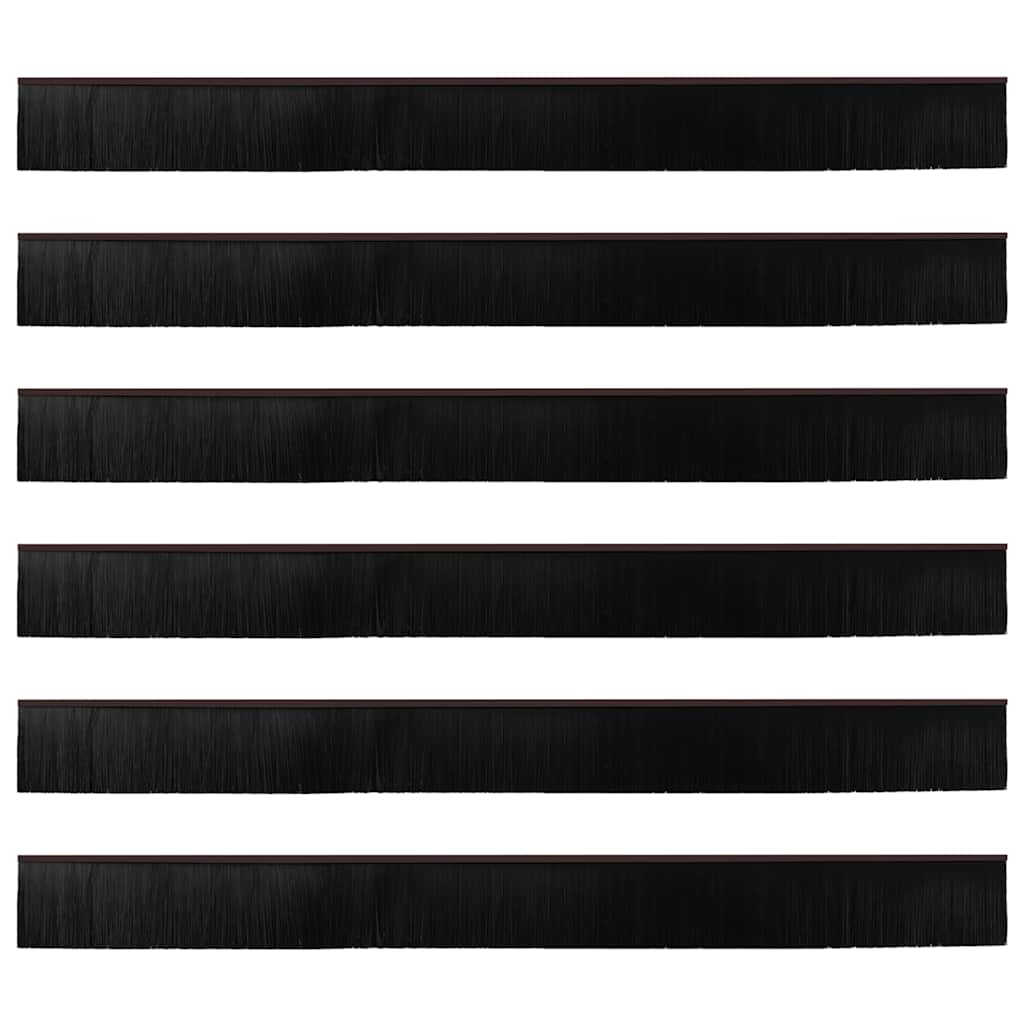 Screw-on Door Brush Seals 6 pcs Brown 100 cm Aluminium Alloy