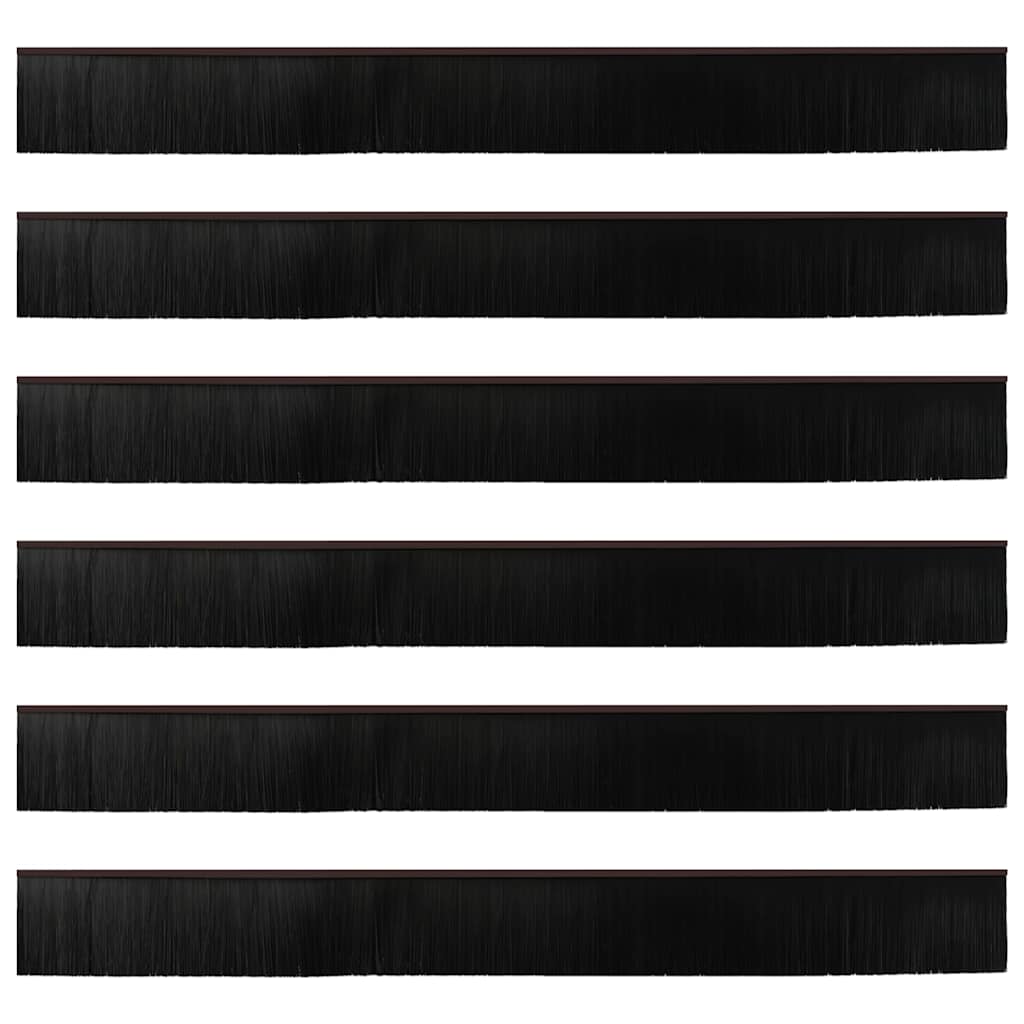 Screw-on Door Brush Seals 6 pcs Brown 100 cm Aluminium Alloy