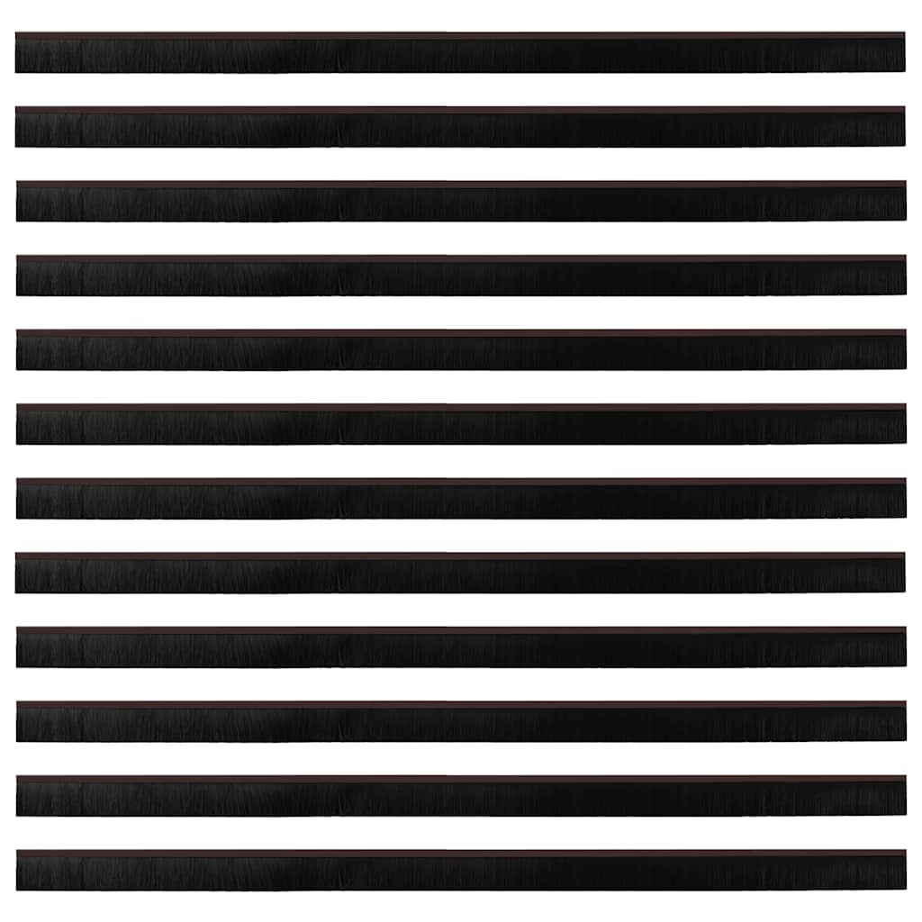 Screw-on Door Brush Seals 12 pcs Brown 100 cm Aluminium Alloy