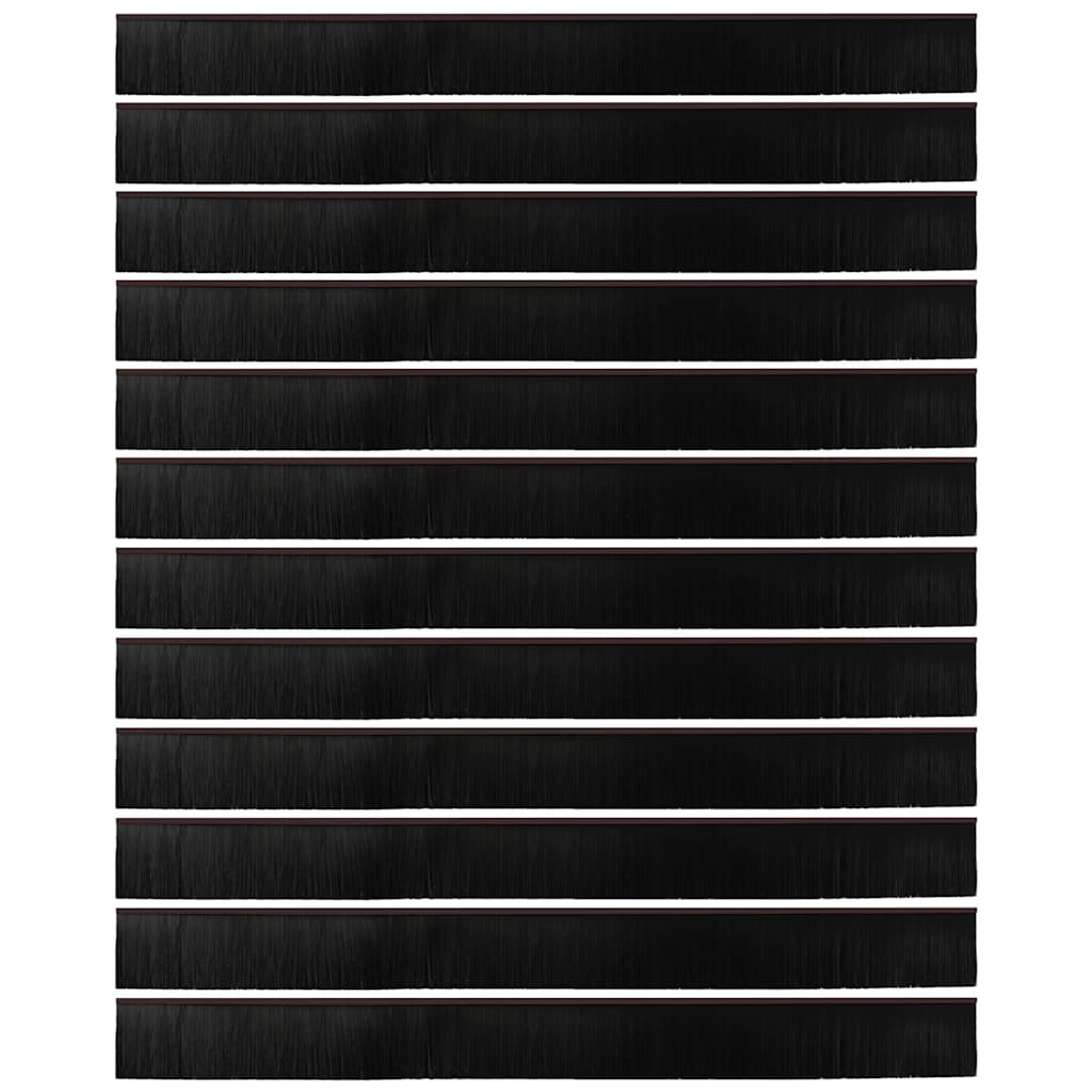 Screw-on Door Brush Seals 12 pcs Brown 100 cm Aluminium Alloy