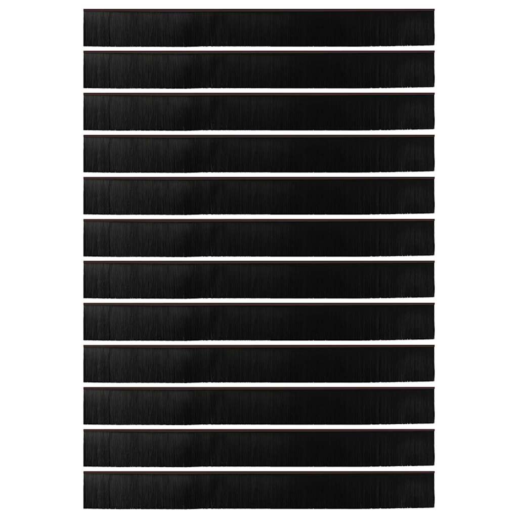 Screw-on Door Brush Seals 12 pcs Brown 100 cm Aluminium Alloy