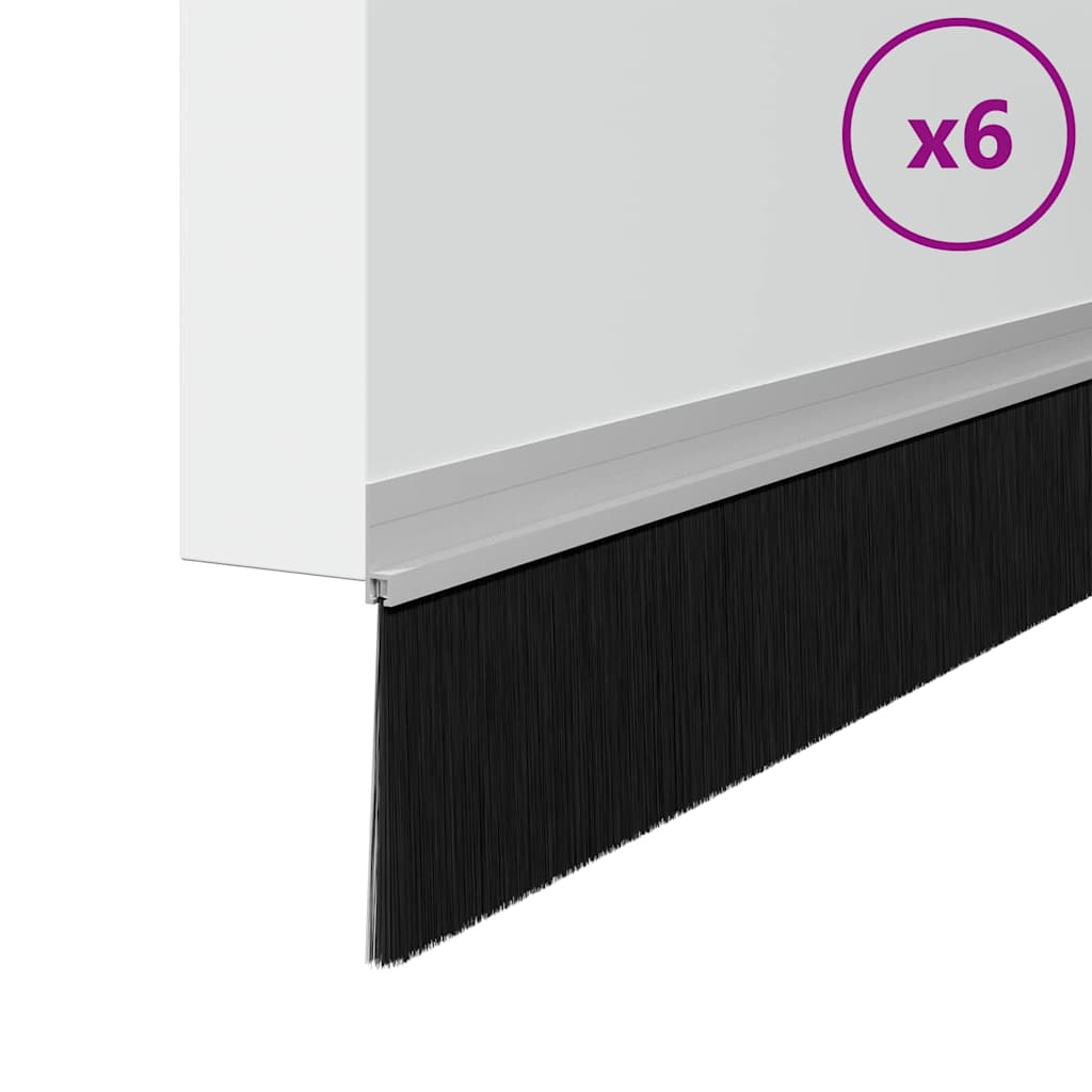 Self-adhesive Door Brush Seals 6 pcs Silver 100 cm