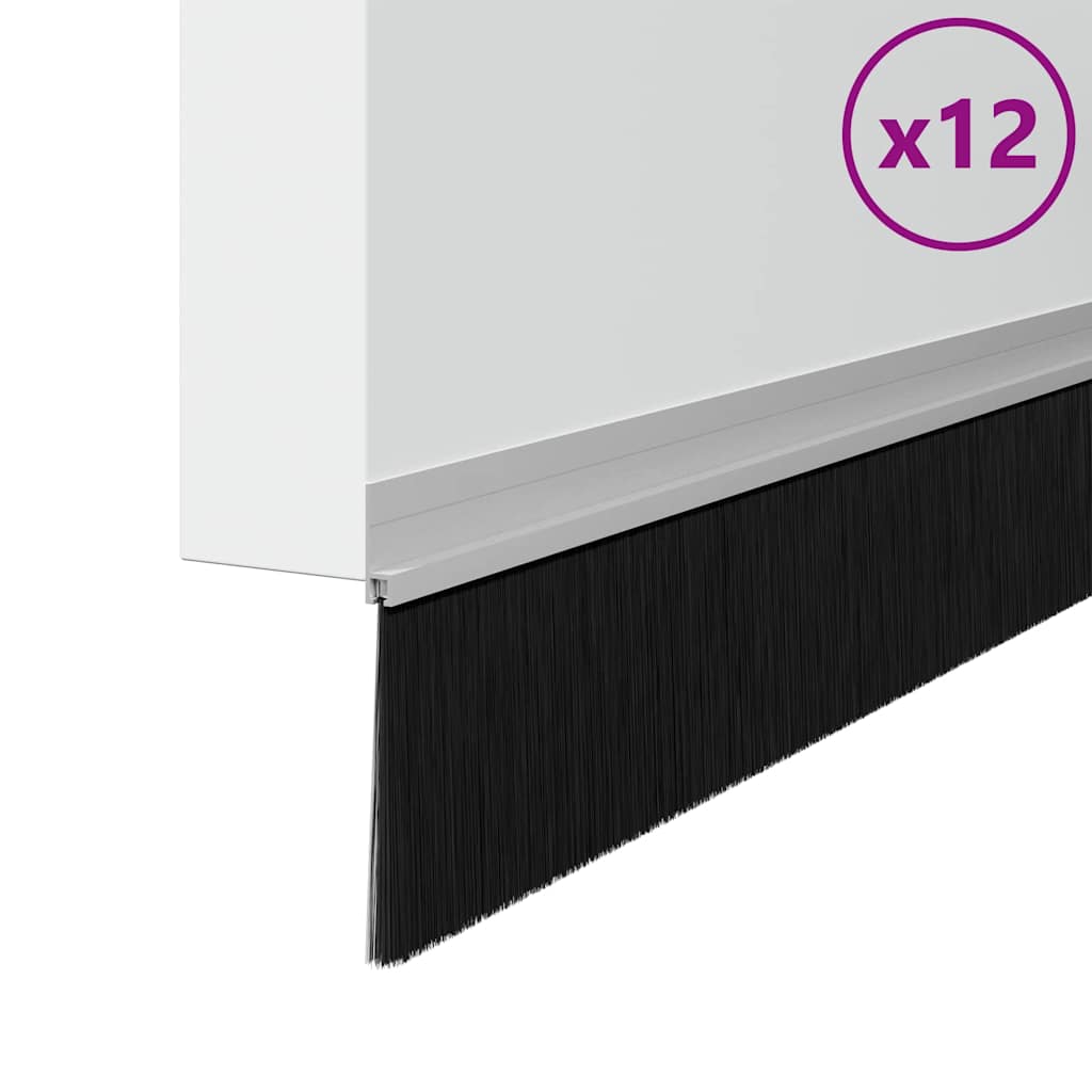 Self-adhesive Door Brush Seals 12 pcs Silver 100 cm