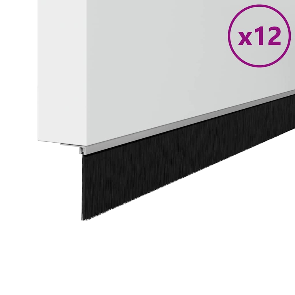Self-adhesive Door Brush Seals 12 pcs Silver 100 cm
