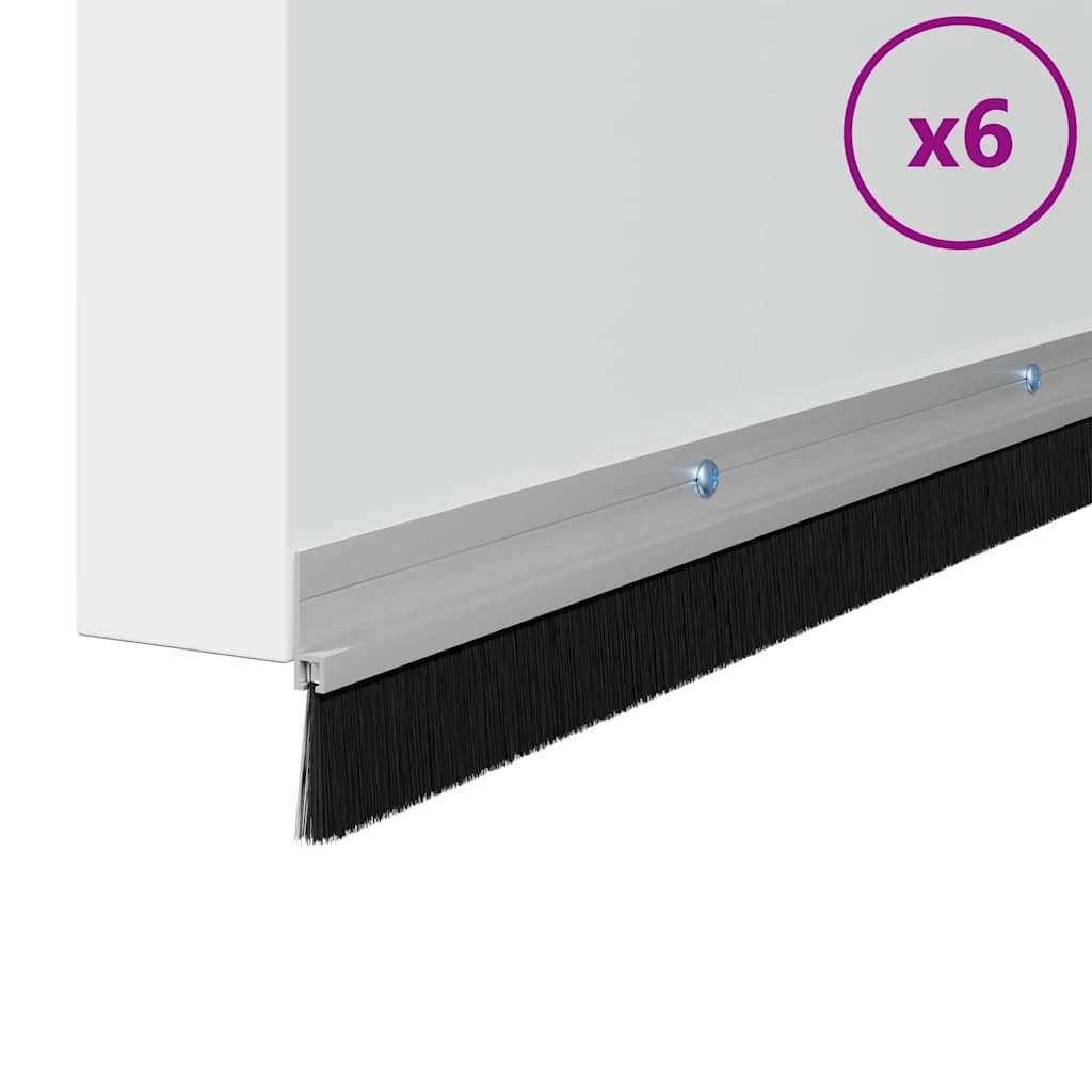 Screw-on Door Brush Seals 6 pcs Silver 100 cm Aluminium Alloy