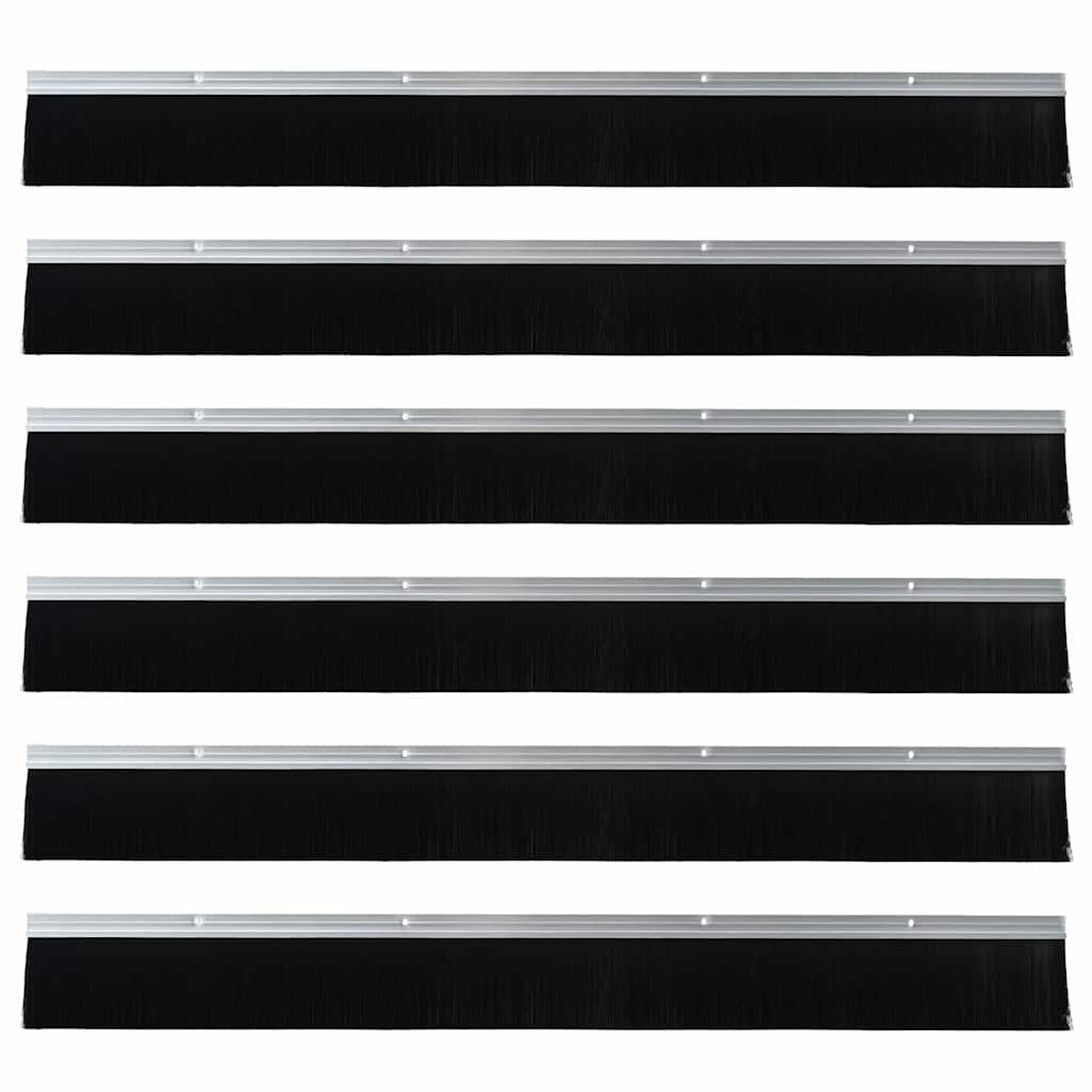 Screw-on Door Brush Seals 6 pcs Silver 100 cm Aluminium Alloy