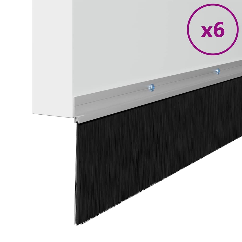 Screw-on Door Brush Seals 6 pcs Silver 100 cm Aluminium Alloy