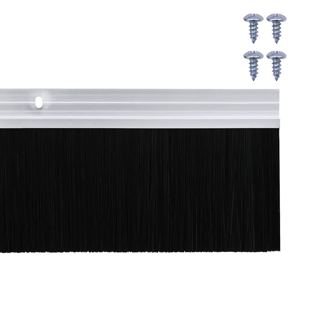 Screw-on Door Brush Seals 12 pcs Silver 100 cm Aluminium Alloy