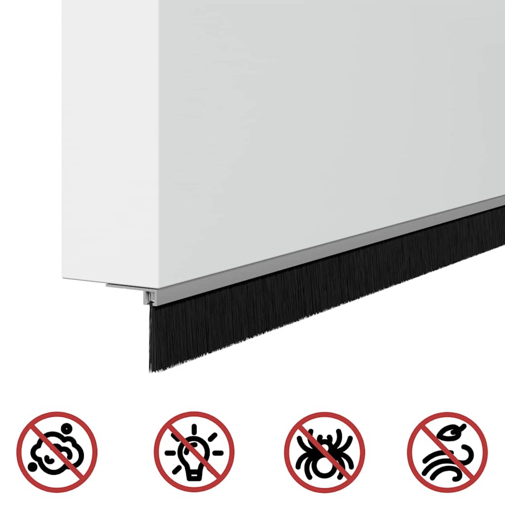 Screw-on Door Brush Seals 12 pcs Silver 100 cm Aluminium Alloy