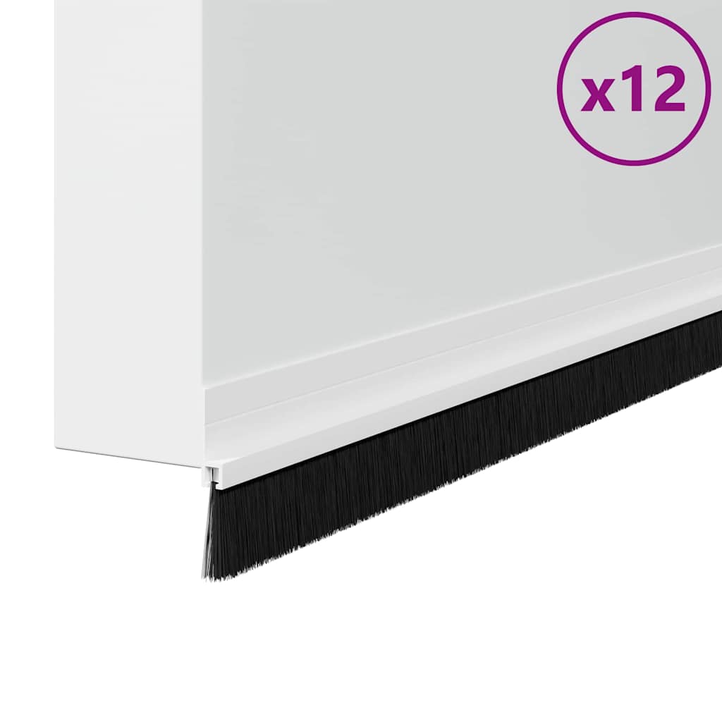 Self-adhesive Door Brush Seals 12 pcs White 100 cm