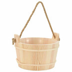 Sauna Bucket 2 pcs Brown Solid Pine Wood and Hemp