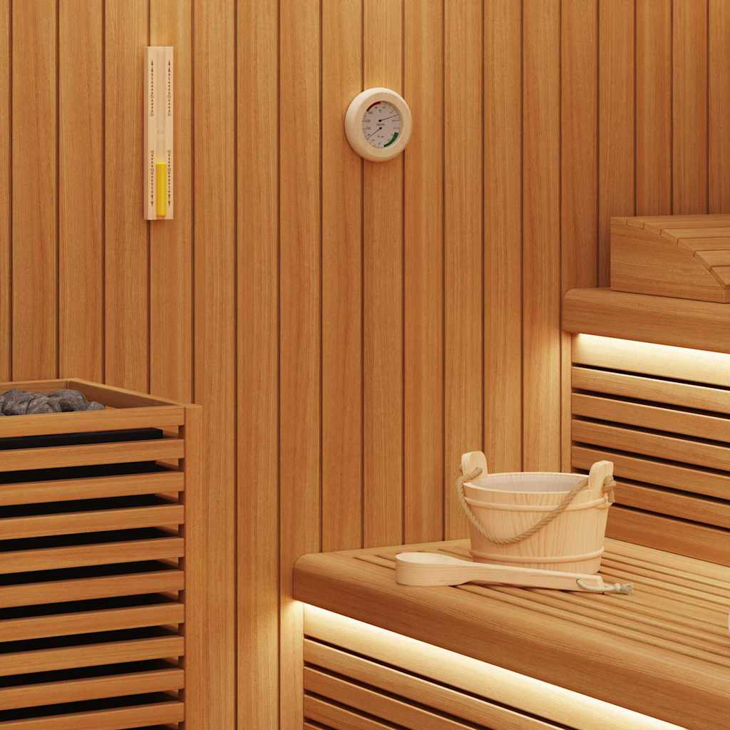 Sauna Accessory Set 4 pcs Brown Solid Pine Wood and Hemp