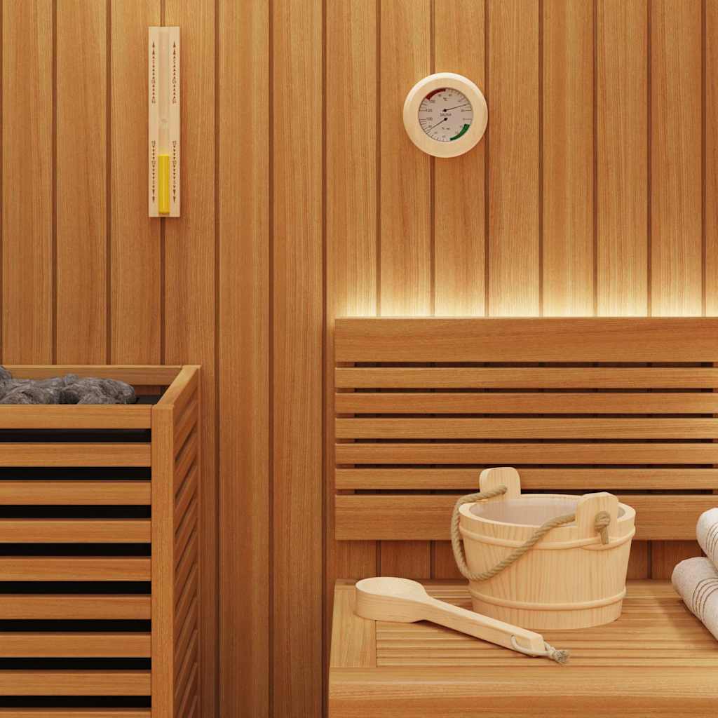 Sauna Accessory Set 4 pcs Brown Solid Pine Wood and Hemp