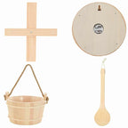 Sauna Accessory Set 4 pcs Brown Solid Pine Wood and Hemp