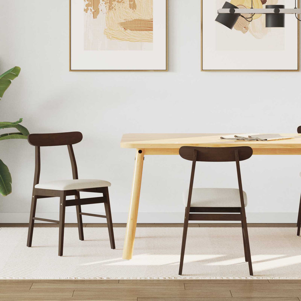 Dining Chair 2 pcs Dark Brown and Light Solid Rubber Wood