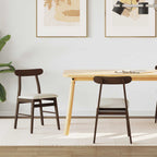 Dining Chair 2 pcs Dark Brown and Light Solid Rubber Wood