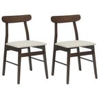 Dining Chair 2 pcs Dark Brown and Light Solid Rubber Wood