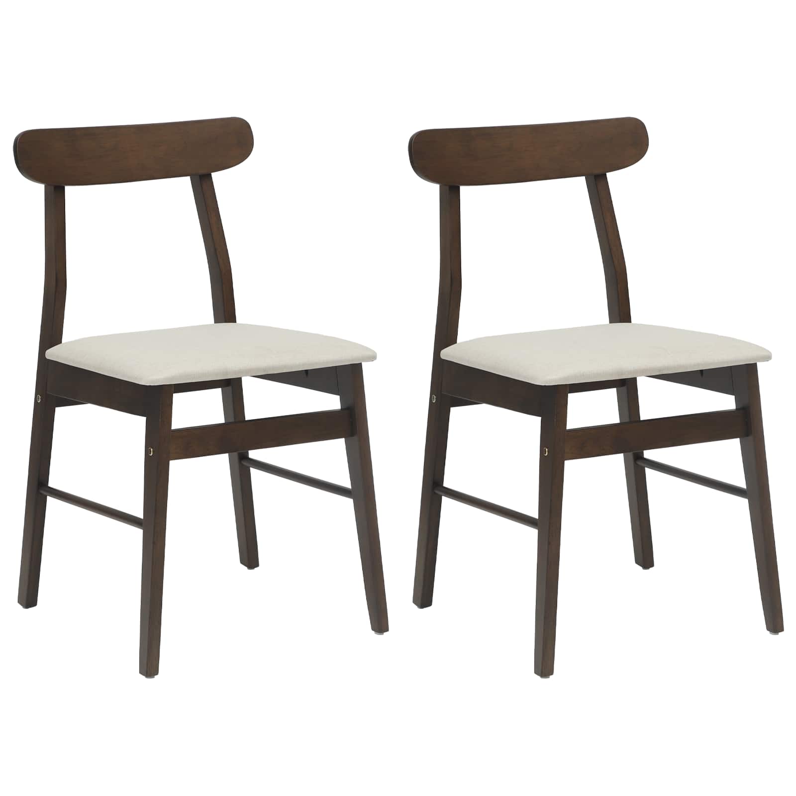 Dining Chair 2 pcs Dark Brown and Light Solid Rubber Wood