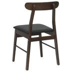 Dining Chair 2 pcs Dark Brown and Black Solid Rubber Wood