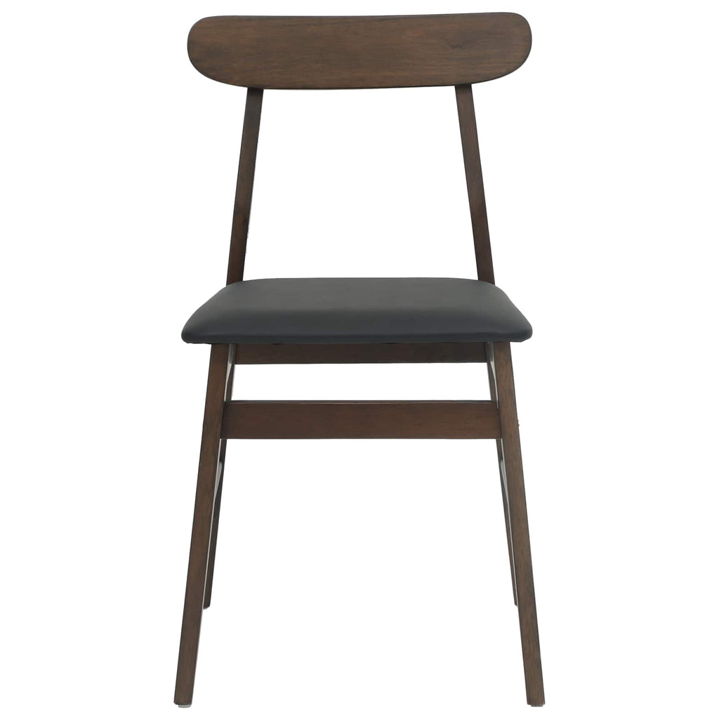 Dining Chair 2 pcs Dark Brown and Black Solid Rubber Wood