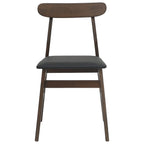Dining Chair 2 pcs Dark Brown and Black Solid Rubber Wood