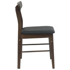 Dining Chair 2 pcs Dark Brown and Black Solid Rubber Wood