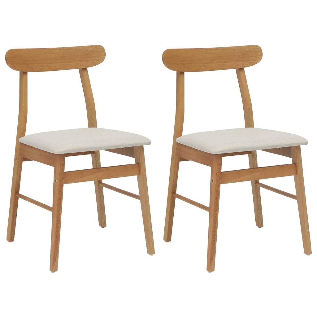 Dining Chair 2 pcs Natural and Light Solid Rubber Wood