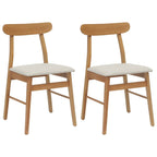 Dining Chair 2 pcs Natural and Light Solid Rubber Wood