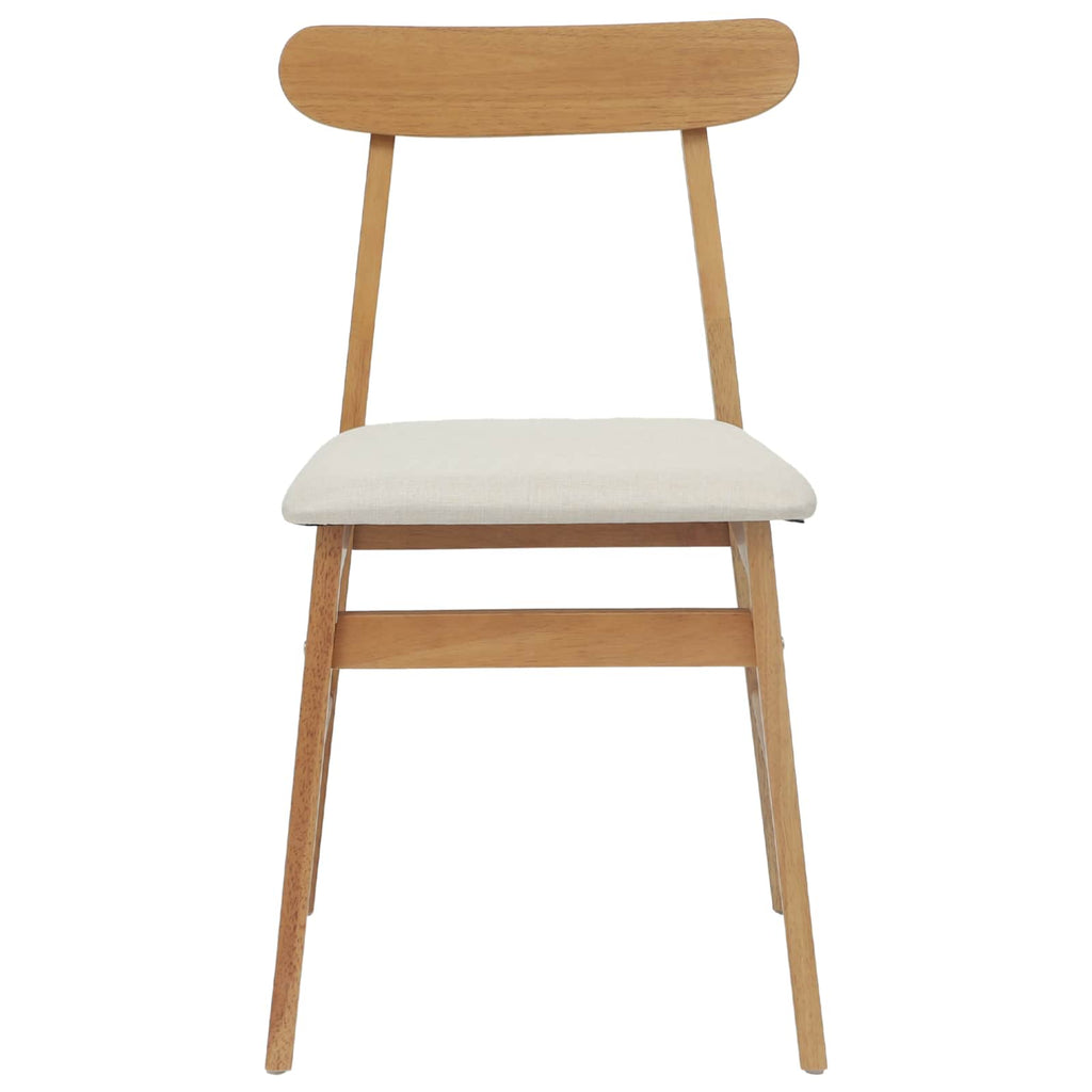 Dining Chair 2 pcs Natural and Light Solid Rubber Wood