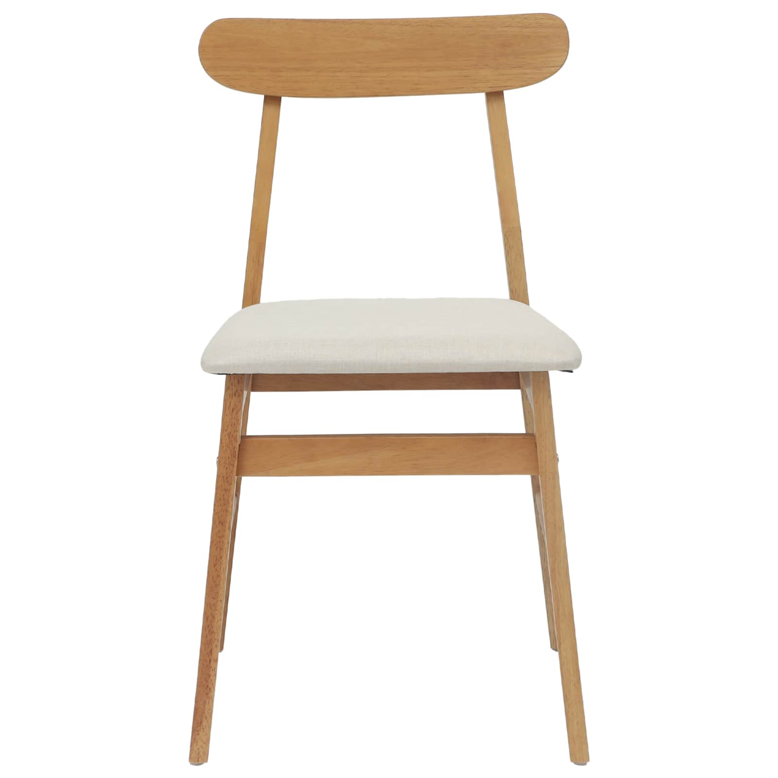 Dining Chair 2 pcs Natural and Light Solid Rubber Wood