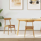 Dining Chair 2 pcs Natural 43 x 44.5 x 77 cm Solid Rubber Wood