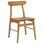 Dining Chair 2 pcs Natural 43 x 44.5 x 77 cm Solid Rubber Wood