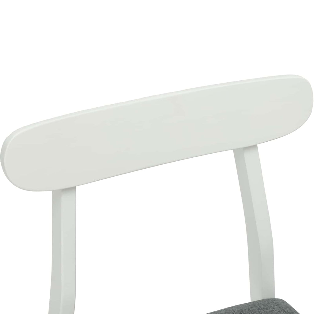 Dining Chair 2 pcs White and Grey Solid Rubber Wood
