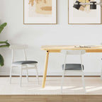 Dining Chair 2 pcs White and Grey Solid Rubber Wood