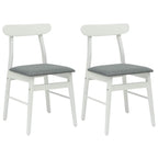 Dining Chair 2 pcs White and Grey Solid Rubber Wood