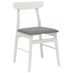 Dining Chair 2 pcs White and Grey Solid Rubber Wood