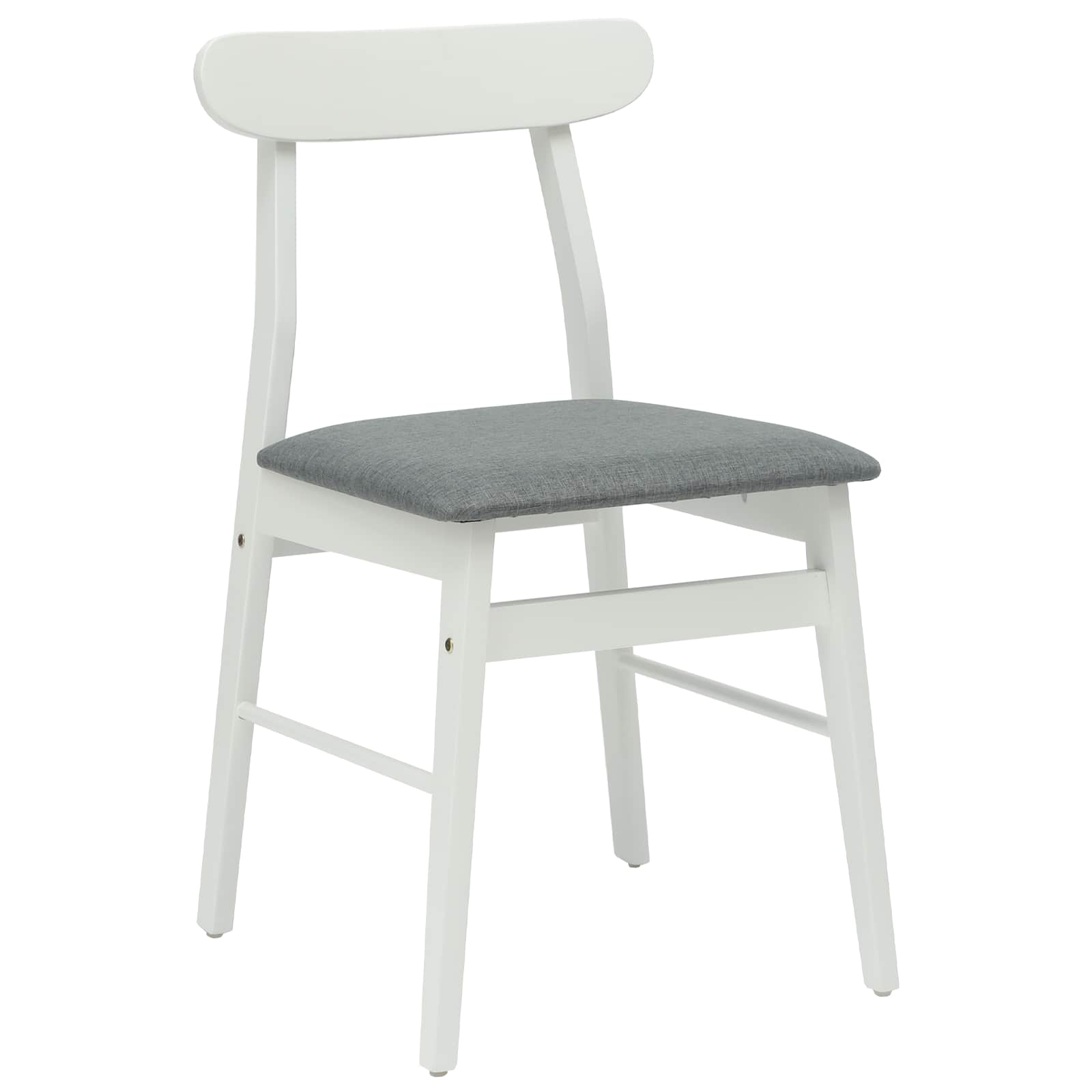 Dining Chair 2 pcs White and Grey Solid Rubber Wood