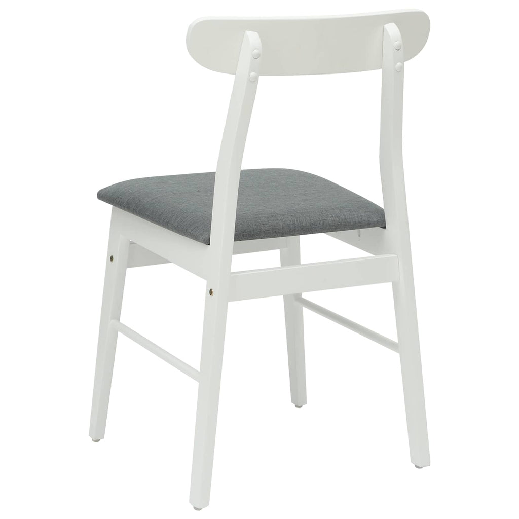 Dining Chair 2 pcs White and Grey Solid Rubber Wood