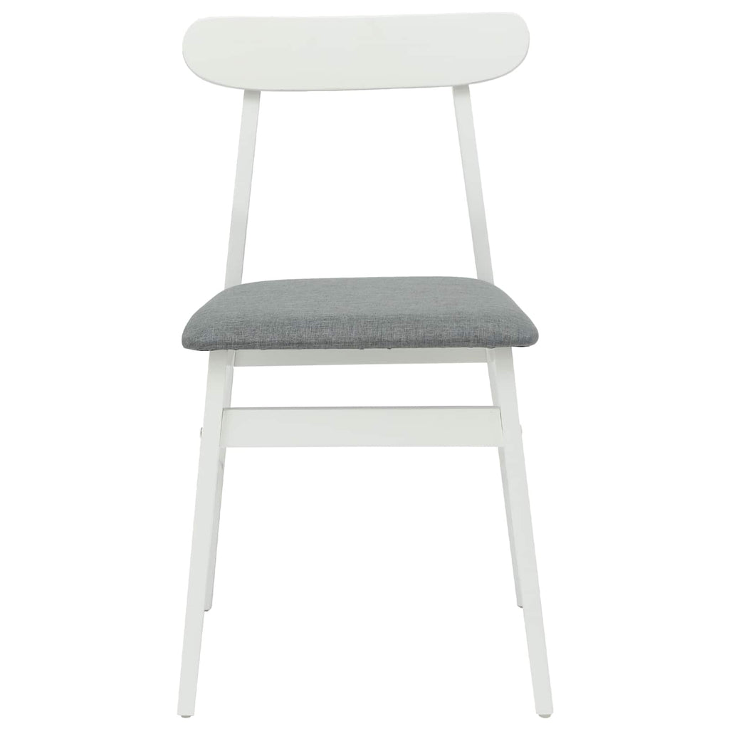 Dining Chair 2 pcs White and Grey Solid Rubber Wood