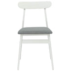Dining Chair 2 pcs White and Grey Solid Rubber Wood
