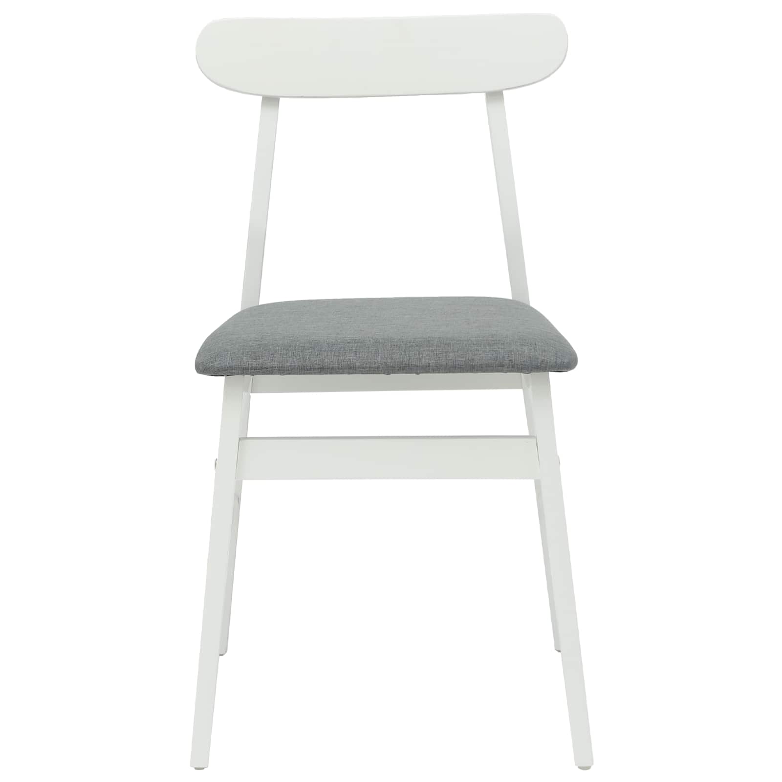 Dining Chair 2 pcs White and Grey Solid Rubber Wood
